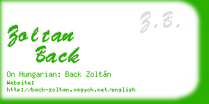 zoltan back business card